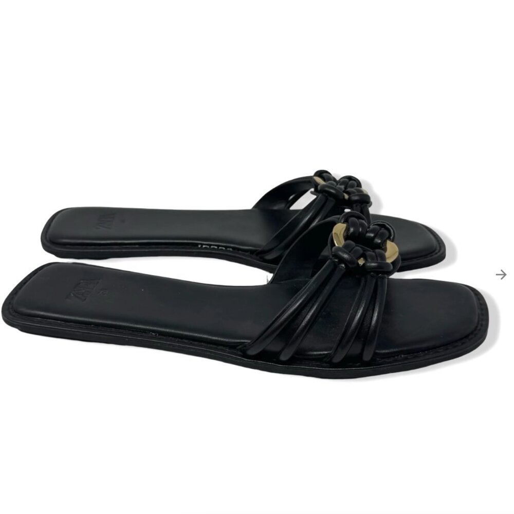 ZARA EMBELLISHED FLAT SANDALS